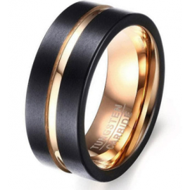 Add a touch of elegance to our Tradition collection of Tungsten Carbide and  14K Rose Gold 