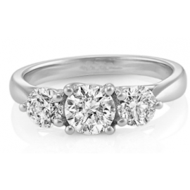 Classic Three-Stone Diamond Ring in 14k White Gold