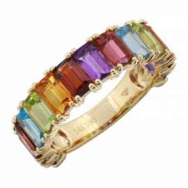14K YELLOW GOLD RAINBOW GEMSTONE RING