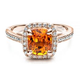 Custom Diamond And Orange Citrine Engagement Ring