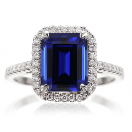 EMERALD CUT LAB GROWN BLUE SAPPHIRE