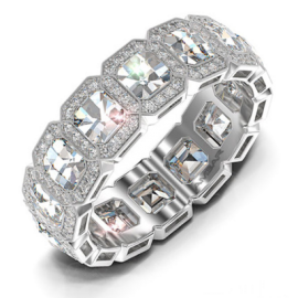  Eternity Band Asscher Cut Diamonds 6.5 tcw , Asscher Cut Lab Grown Diamond Fully Eternity