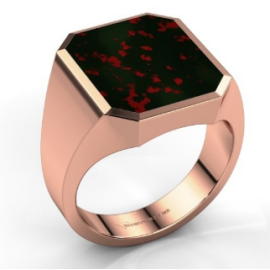 Men's Cushion-Cut Lab-Created Ruby and Diamond Accent Ring in 14K Rose Gold