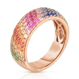 Rainbow Sapphire and Garnet Cigar Band 