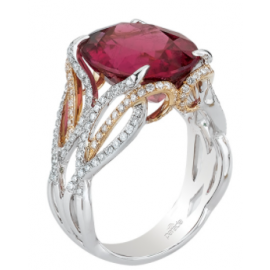 RED TOURMALINE DIAMOND RING 