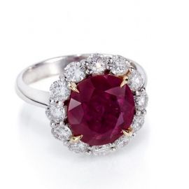 Ruby and Diamond Cluster Engagement Ring 