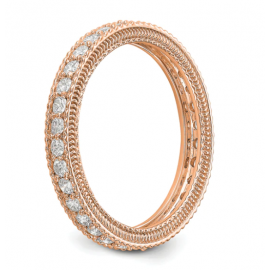 Rose Gold Polished Milgrain Edge Eternity  Ring